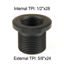 Load image into Gallery viewer, Aluminum Adapter Muzzle Thread Convert 1/2x28 TPI to 5/8x24 TPI w/ Washer
